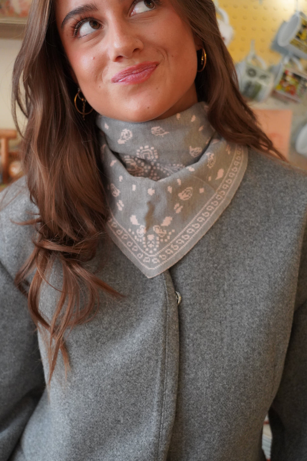 Écharpe Bandana Rose Et Gris