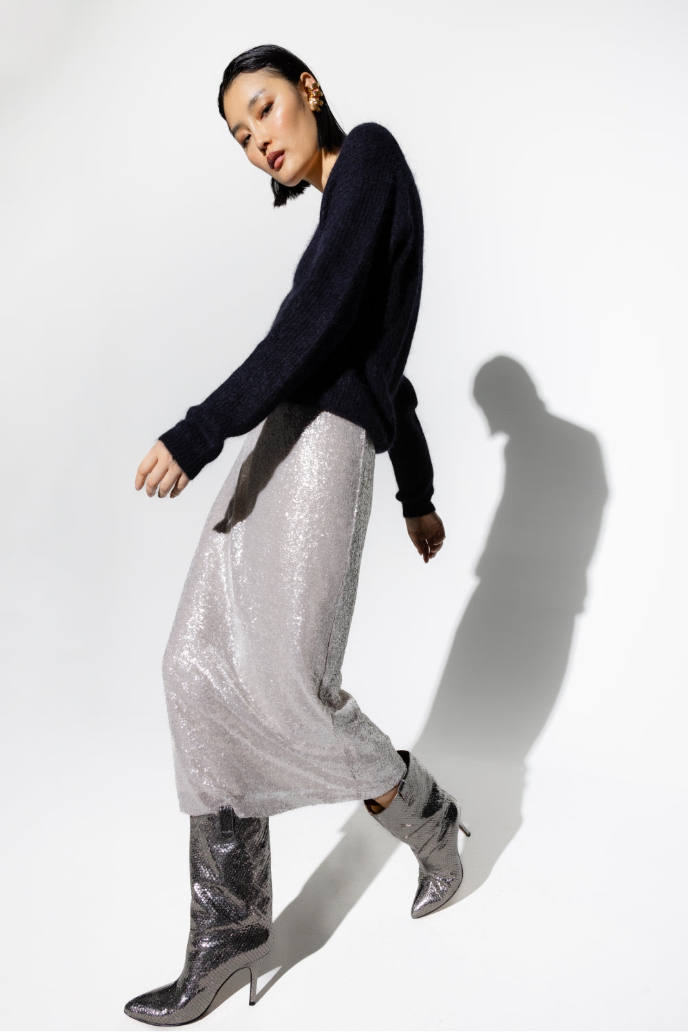 The Henriette Gray Sequined Skirt
