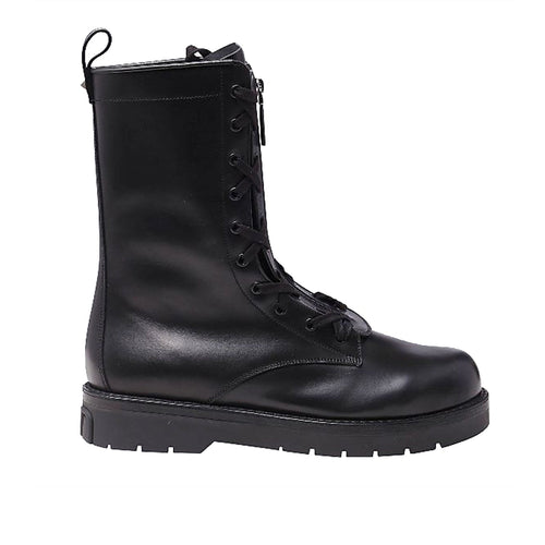 Bottes Valentino Garavani Combat Leather - Black - Homme