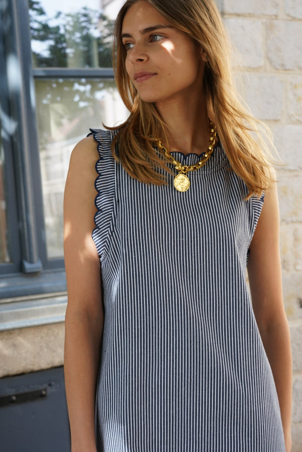 Navy/White Stripe Sistine Dress