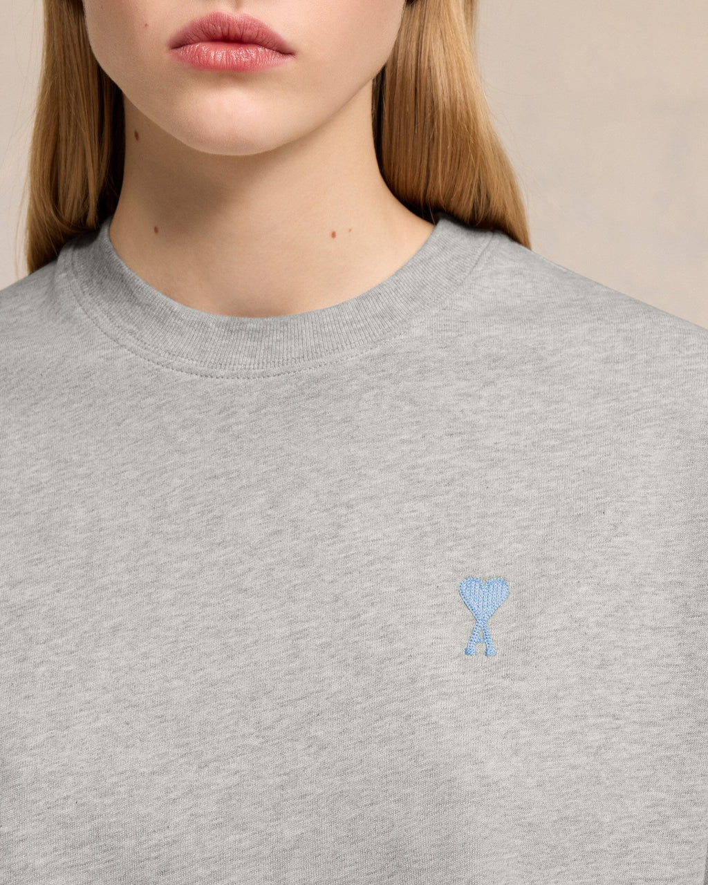 Ami De Coeur Slim-Fit T-Shirt – Ami Paris – Heather Grey Blue