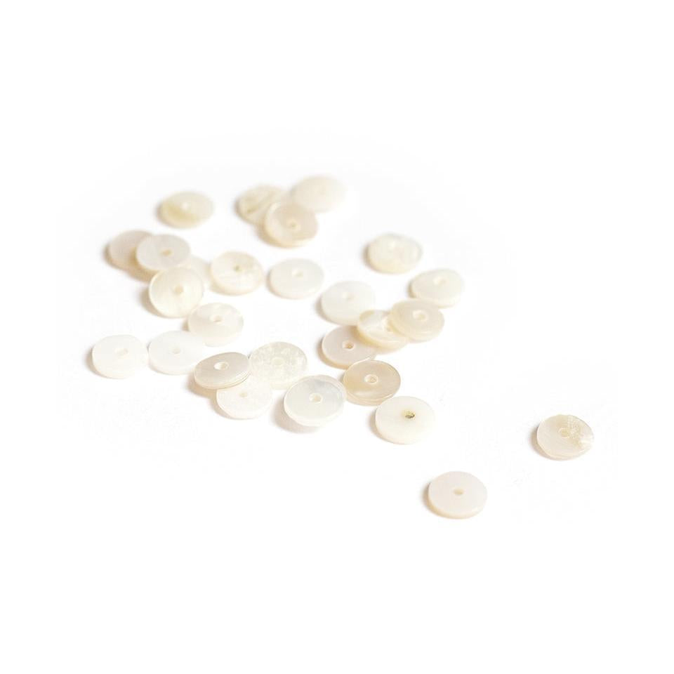 20 Heishi Rondelle Spacer Beads in Genuine Mother-of-Pearl - 6 Mm