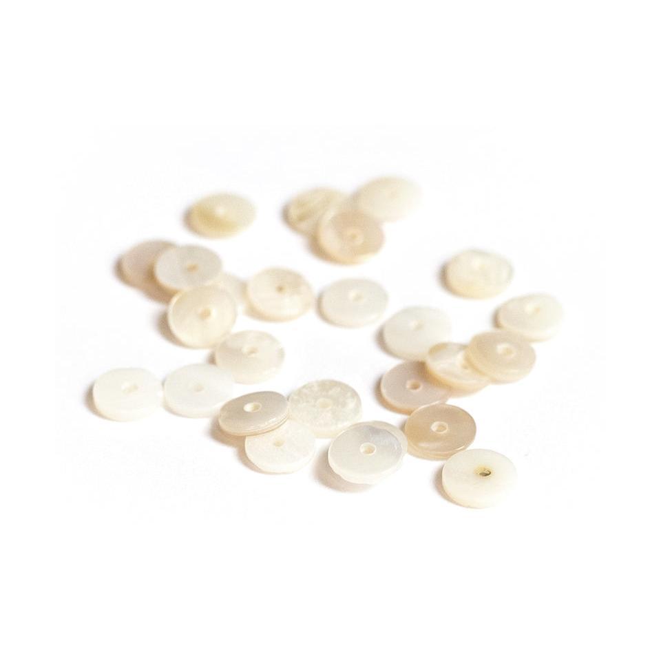 20 Heishi Rondelle Spacer Beads in Genuine Mother-of-Pearl - 6 Mm