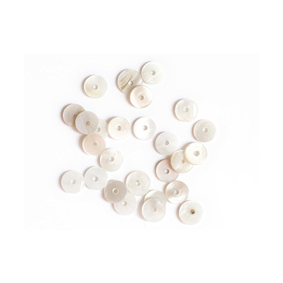20 Heishi Rondelle Spacer Beads in Genuine Mother-of-Pearl - 6 Mm