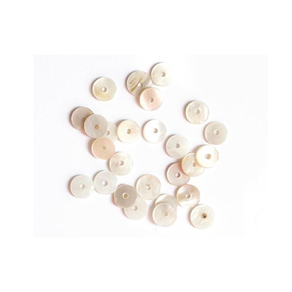 20 Heishi Rondelle Spacer Beads in Genuine Mother-of-Pearl - 6 Mm