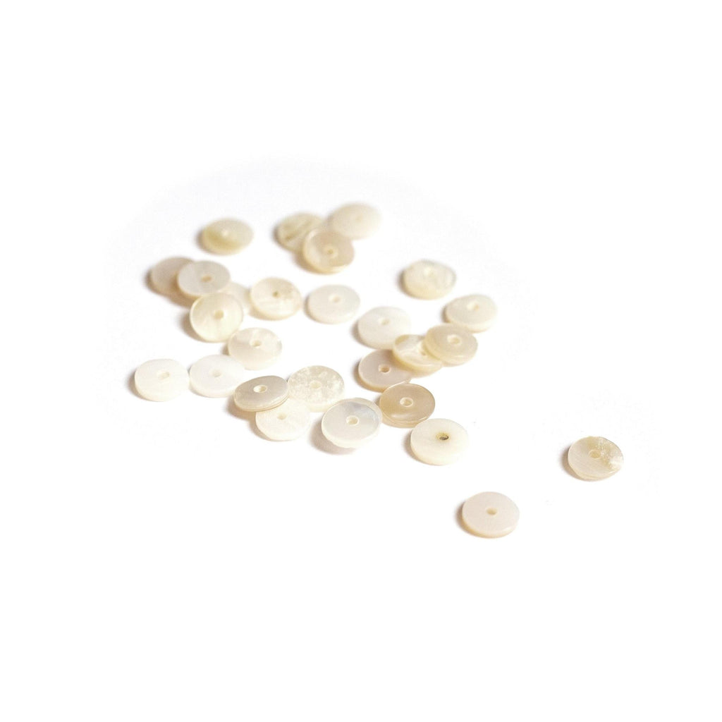 20 Heishi Rondelle Spacer Beads in Genuine Mother-of-Pearl - 6 Mm