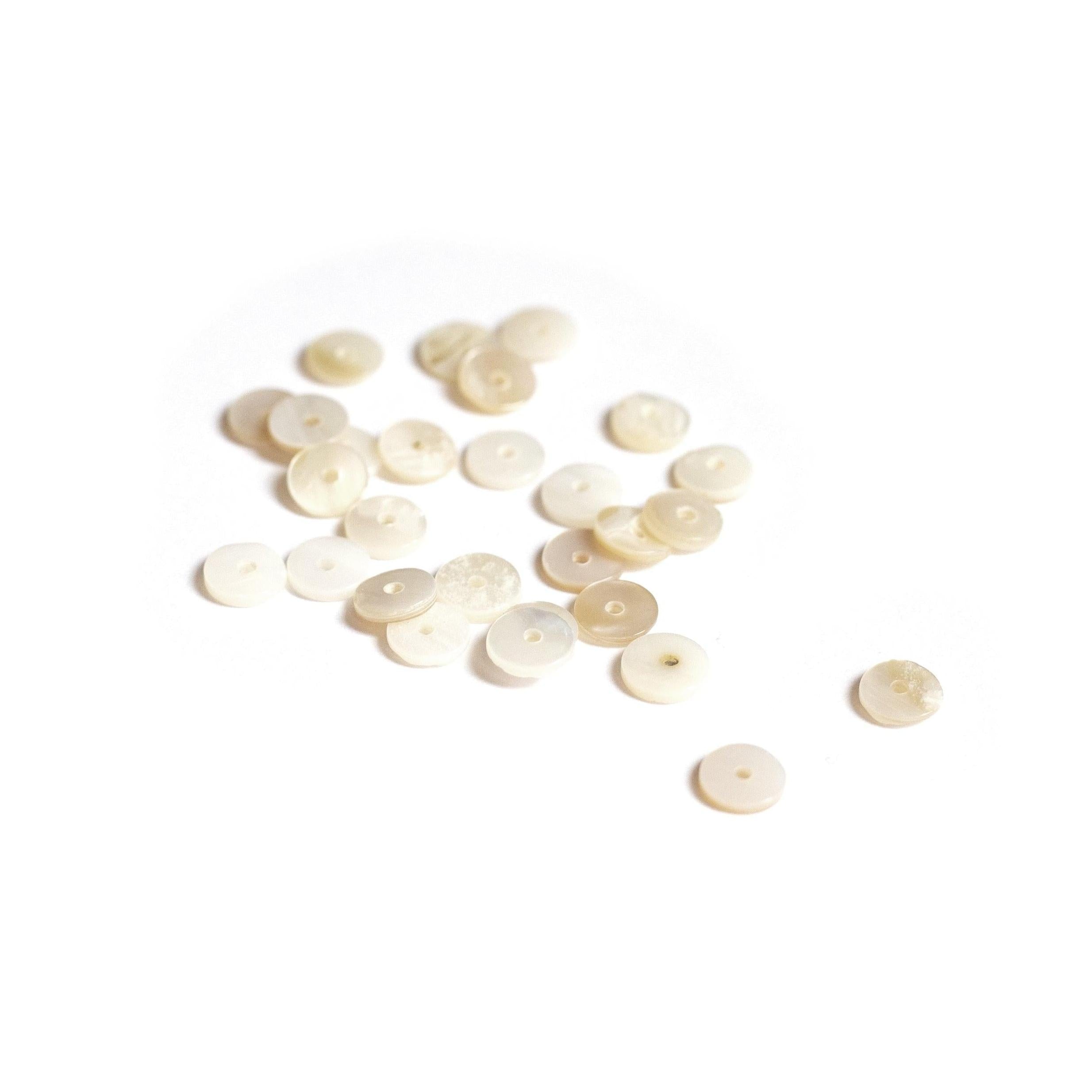 20 Heishi Rondelle Spacer Beads in Genuine Mother-of-Pearl - 6 Mm