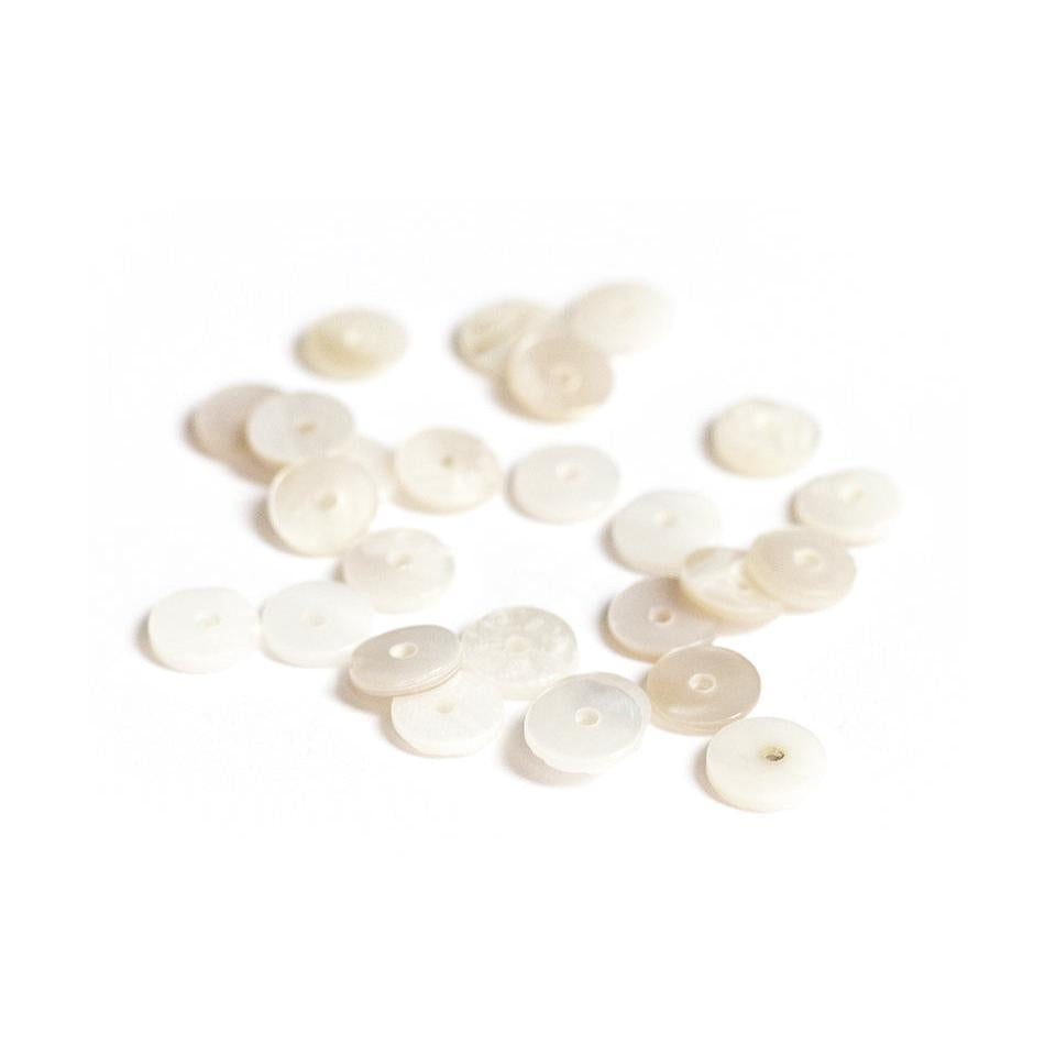 20 Heishi Rondelle Spacer Beads in Genuine Mother-of-Pearl - 6 Mm