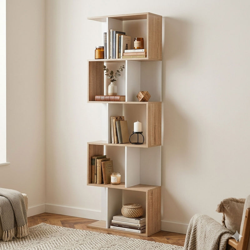 Librería con varias cajas - Madera clara