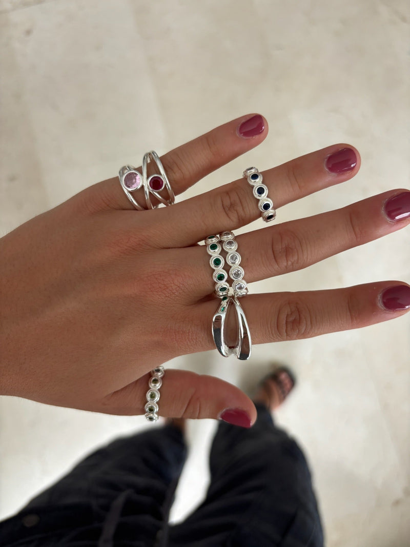 Anillo love rosa plata