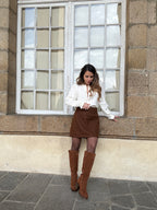 Falda efecto lana Lou Chocolate