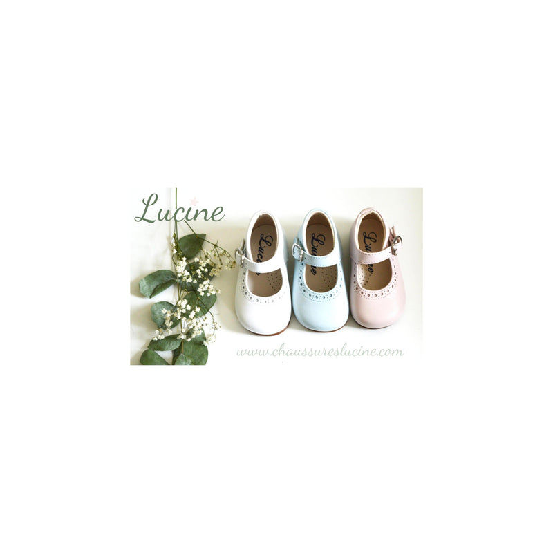 Chaussures Babies Charles Ix Alice À Boucle - Cuir Bleu Ciel - Fille