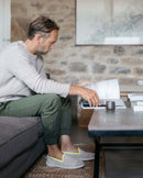 chausson laine homme beige jaune fluo Angarde lifestyle