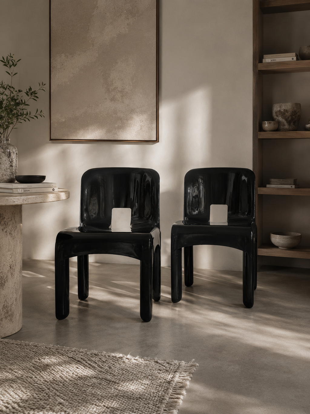 Paire De 2 Chaises Universale Par Joe Colombo Pour Kartell Années 70