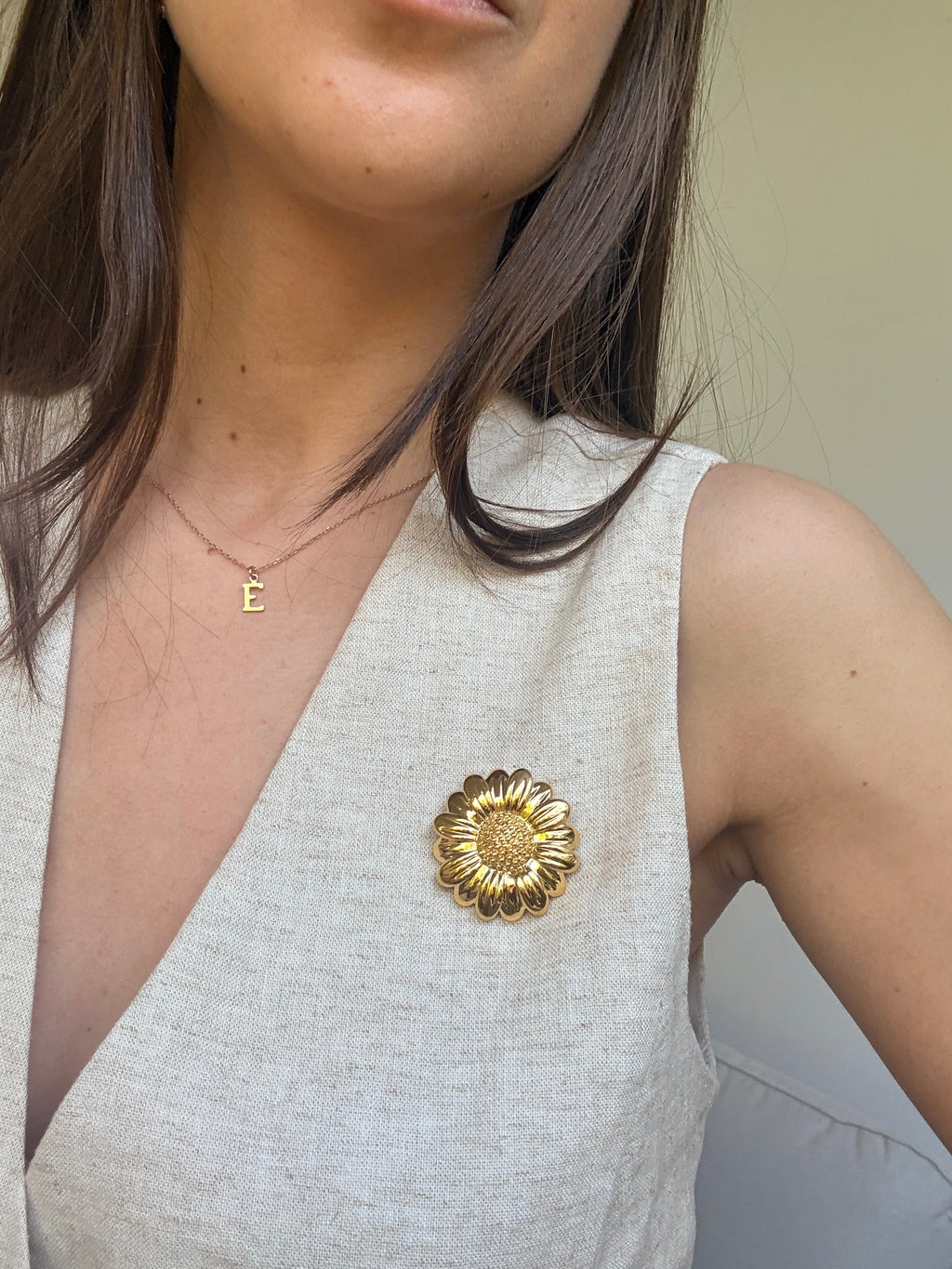 Broche Vintage - Fleur Dorée