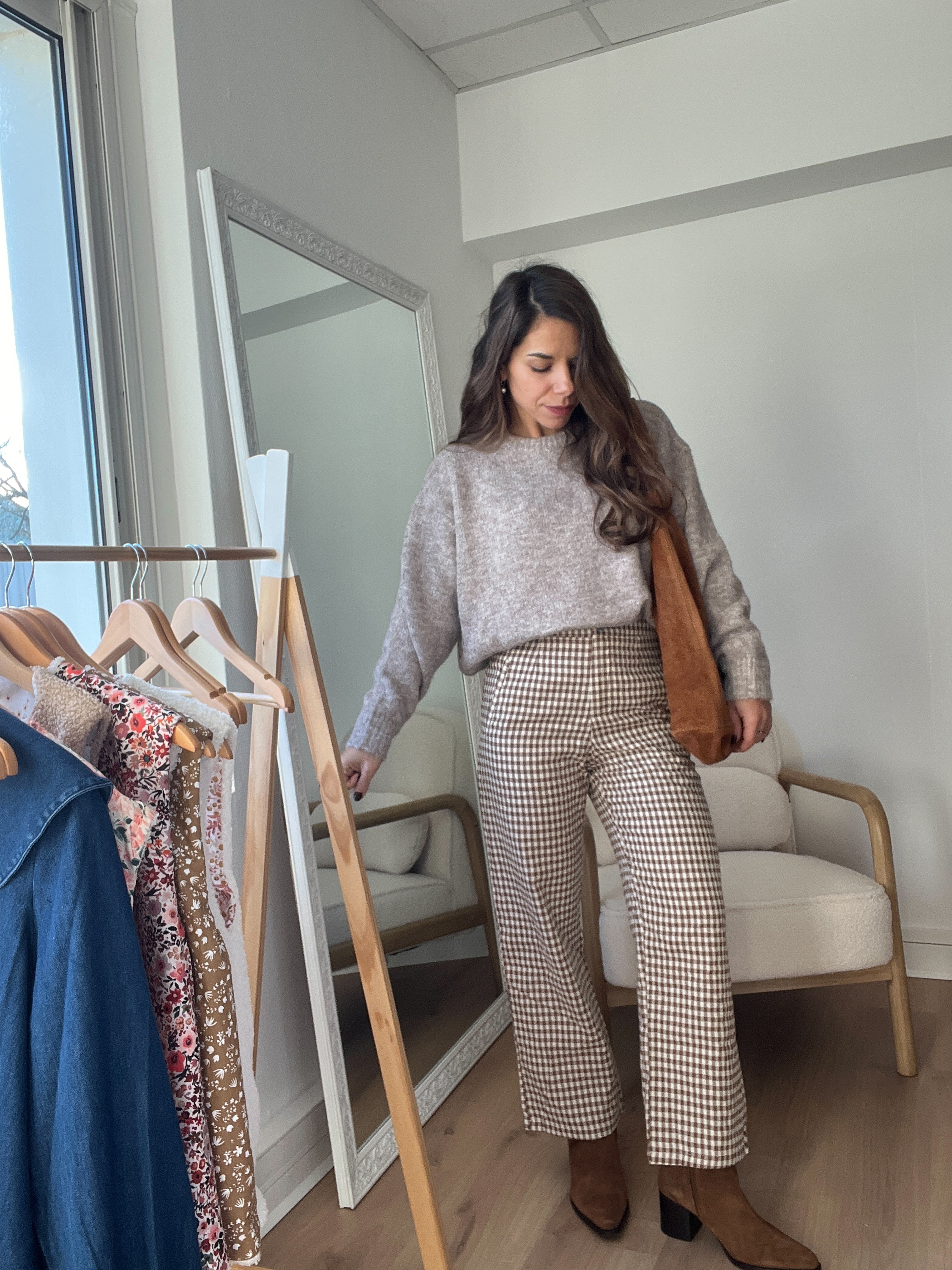 Camel Vichy Check Trousers