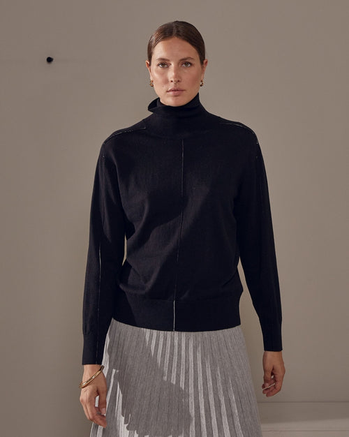 Jersey de cuello alto - Negro - Mujer
