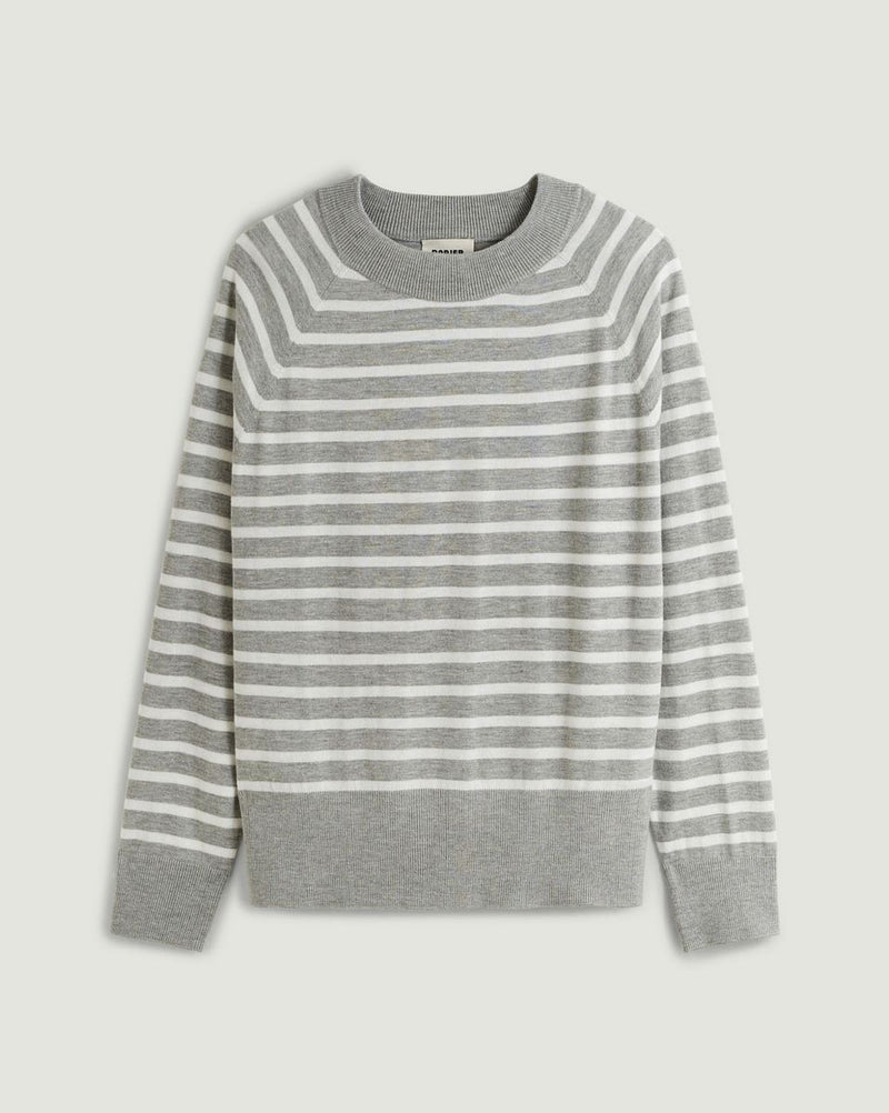 Pull Mariniere Manches Raglan - Gris Moyen - Femme