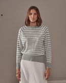 Pull Mariniere Manches Raglan - Gris Moyen - Femme