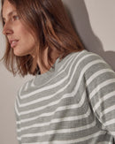 Pull Mariniere Manches Raglan - Gris Moyen - Femme