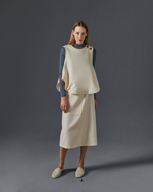 Top sin mangas con botones - Blanco Crudo - Mujer