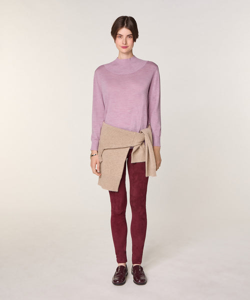 Jersey Cotele de cuello alto - Candy Pink - Mujer