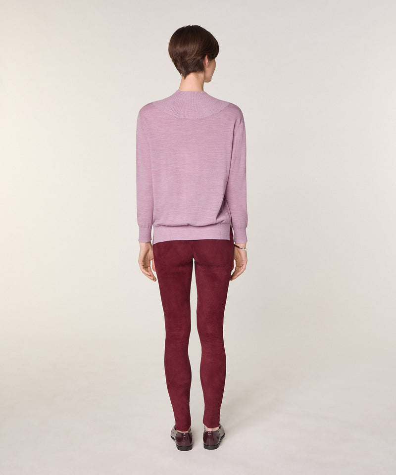 Jersey Cotele de cuello alto - Candy Pink - Mujer