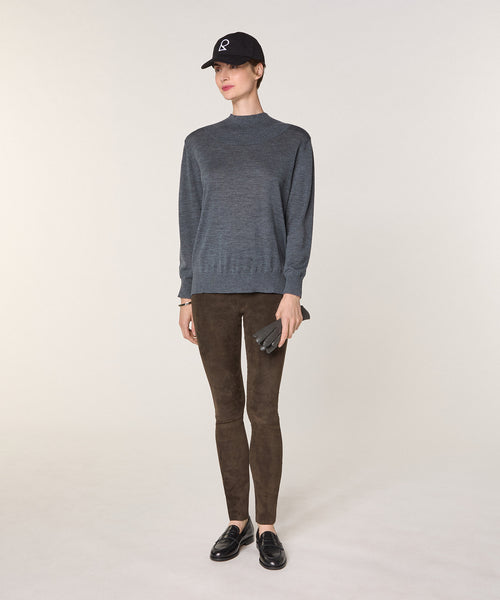 Jersey Cotele de cuello alto - Gris Plomo - Mujer