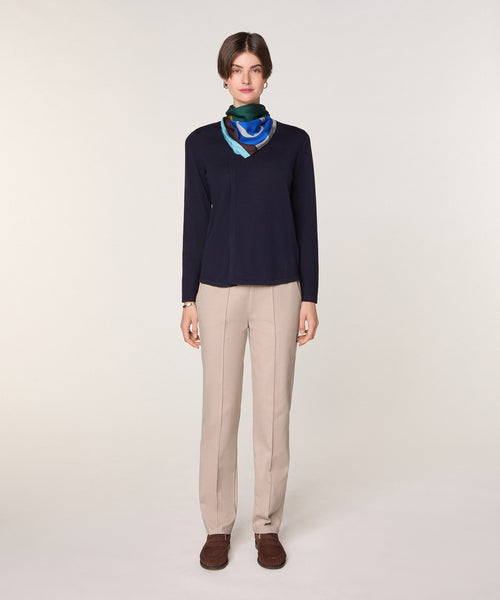 Jersey de cuello redondo - Azul marino - Mujer