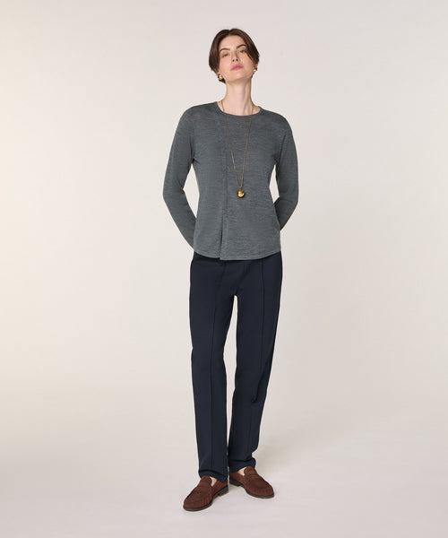 Jersey de cuello redondo - Gris plomo - Mujer