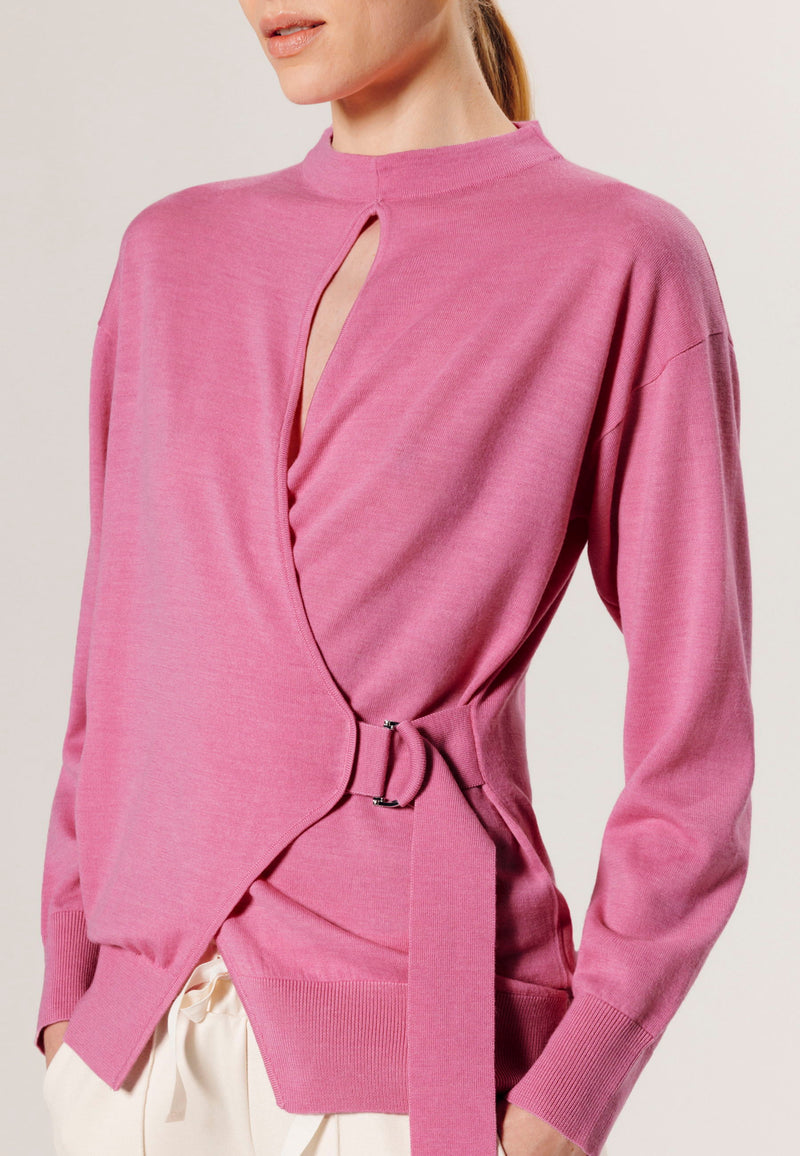 Pull Cache Coeur - Rose Bonbon - Femme