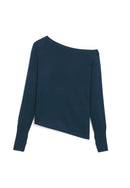 Pull Epaule Nue Asymetrique - Bleu Petrole - Femme