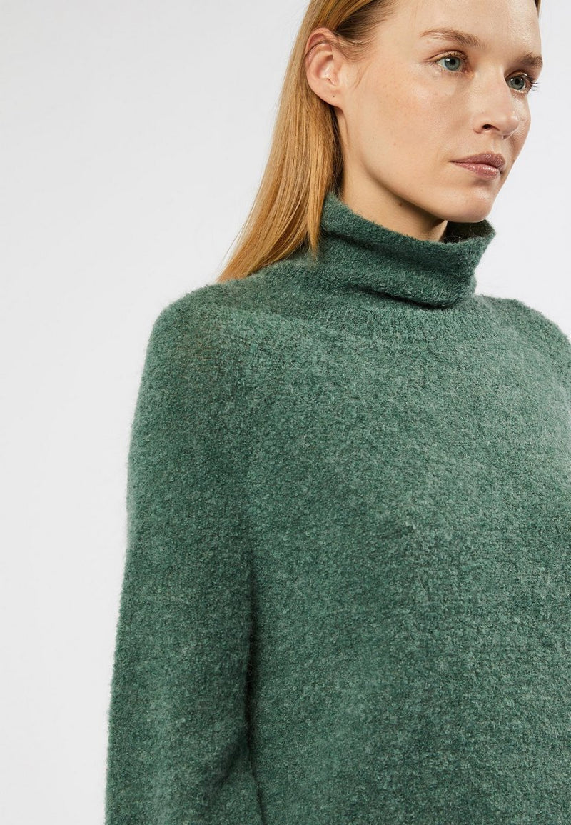 Pull Col Roule - Vert De Gris - Femme