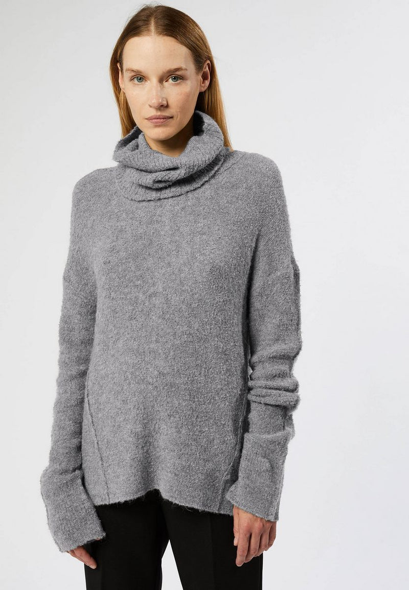 Pull Col Amovible - Gris Moyen - Femme