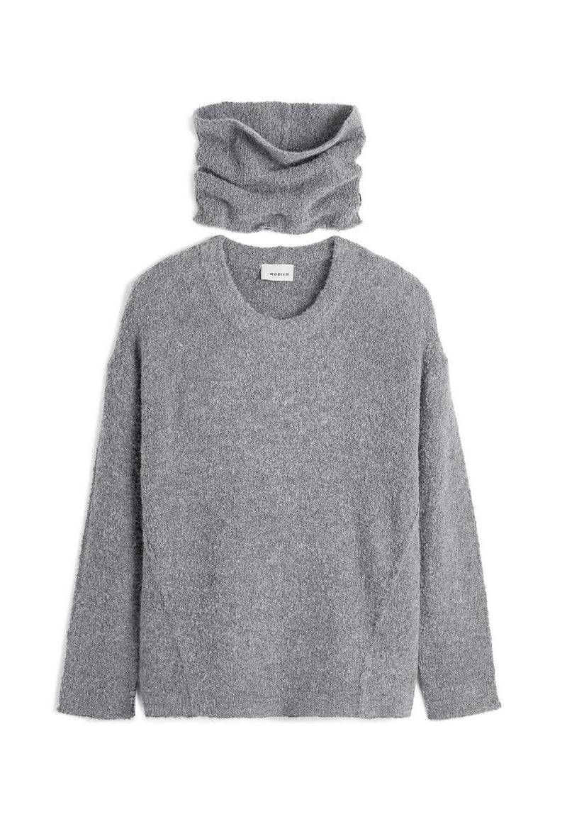 Pull Col Amovible - Gris Moyen - Femme