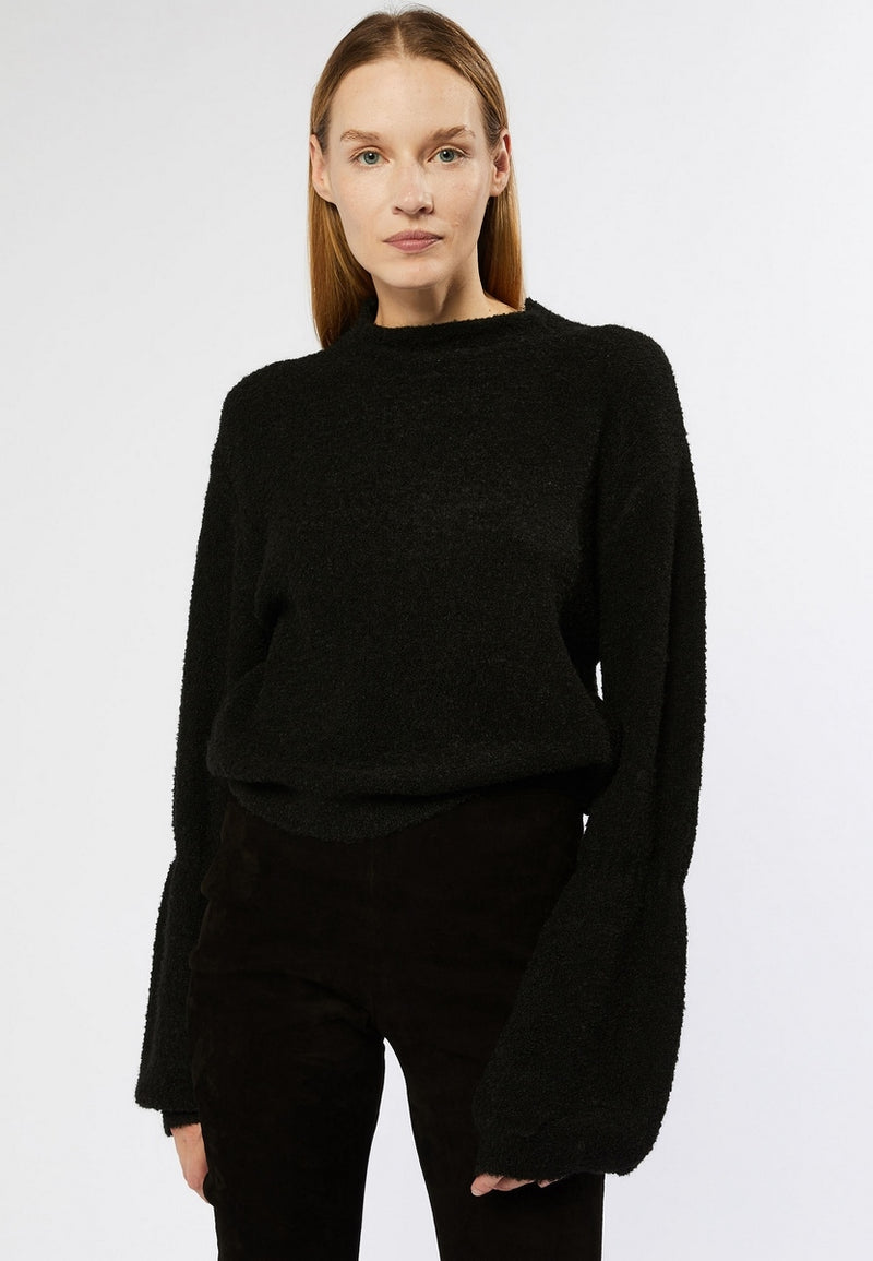 Pull Col Manches Bouffantes - Noir - Femme