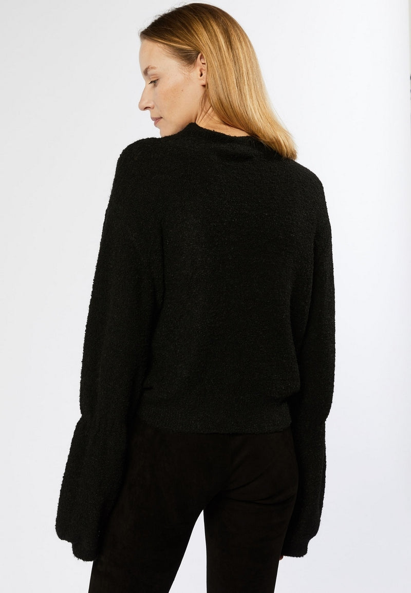 Pull Col Manches Bouffantes - Noir - Femme