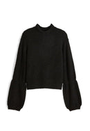 Pull Col Manches Bouffantes - Noir - Femme