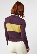 Pull Col Roule Bicolore - Violet Aubergine - Femme