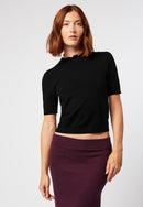 Pull Manches Courtes Col Rond - Noir - Femme