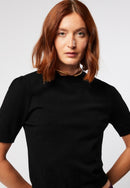 Pull Manches Courtes Col Rond - Noir - Femme