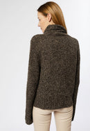 Pull Col Roulee Amovible - Marron Taupe Chine - Femme