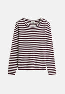 Pull Col Rond Raye Moulant - Violet Aubergine - Femme