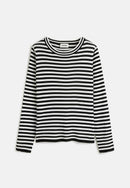 Pull Col Rond Raye Moulant - Noir - Femme