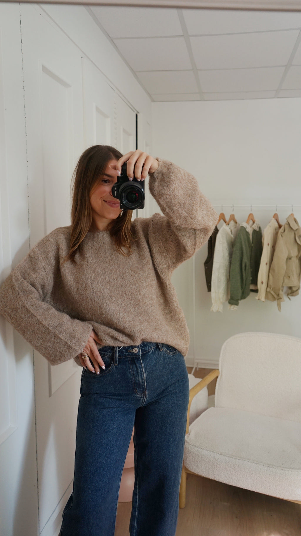 Wollen trui Taupe Henri
