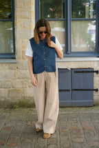 Ecru/Camel Striped Malo Trousers
