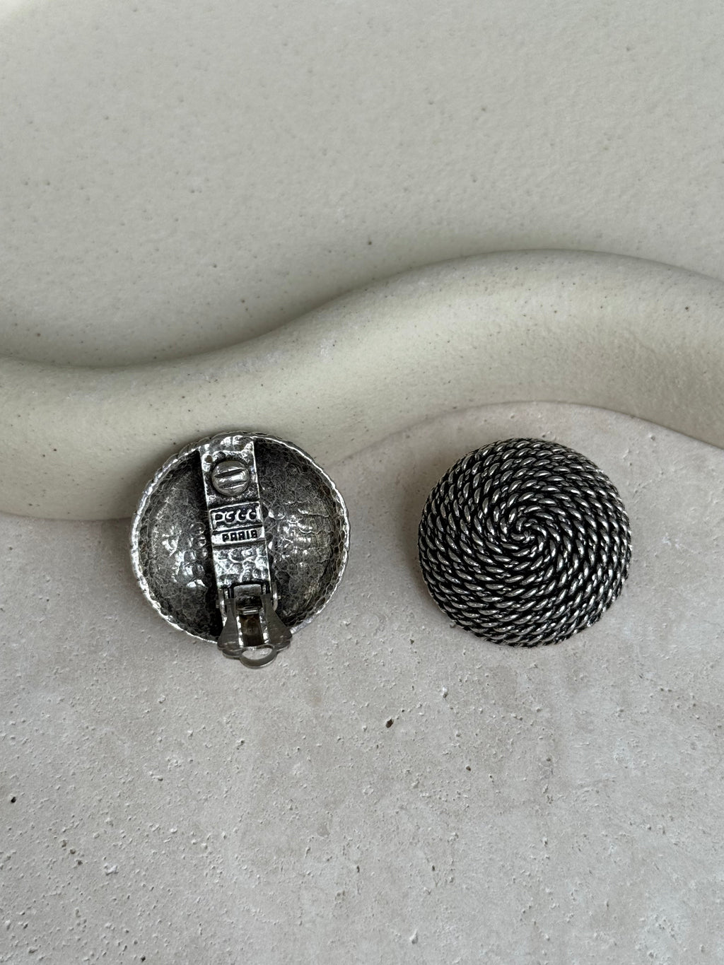 Vintage Poggi Earrings - Silver-Tone Rope