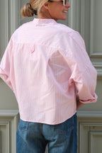 Blouse Astrid col mao rayure rose