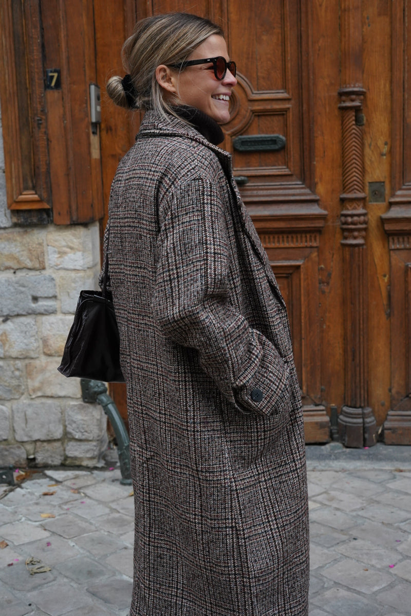 Manteau Nicolas Carreaux Chocolat