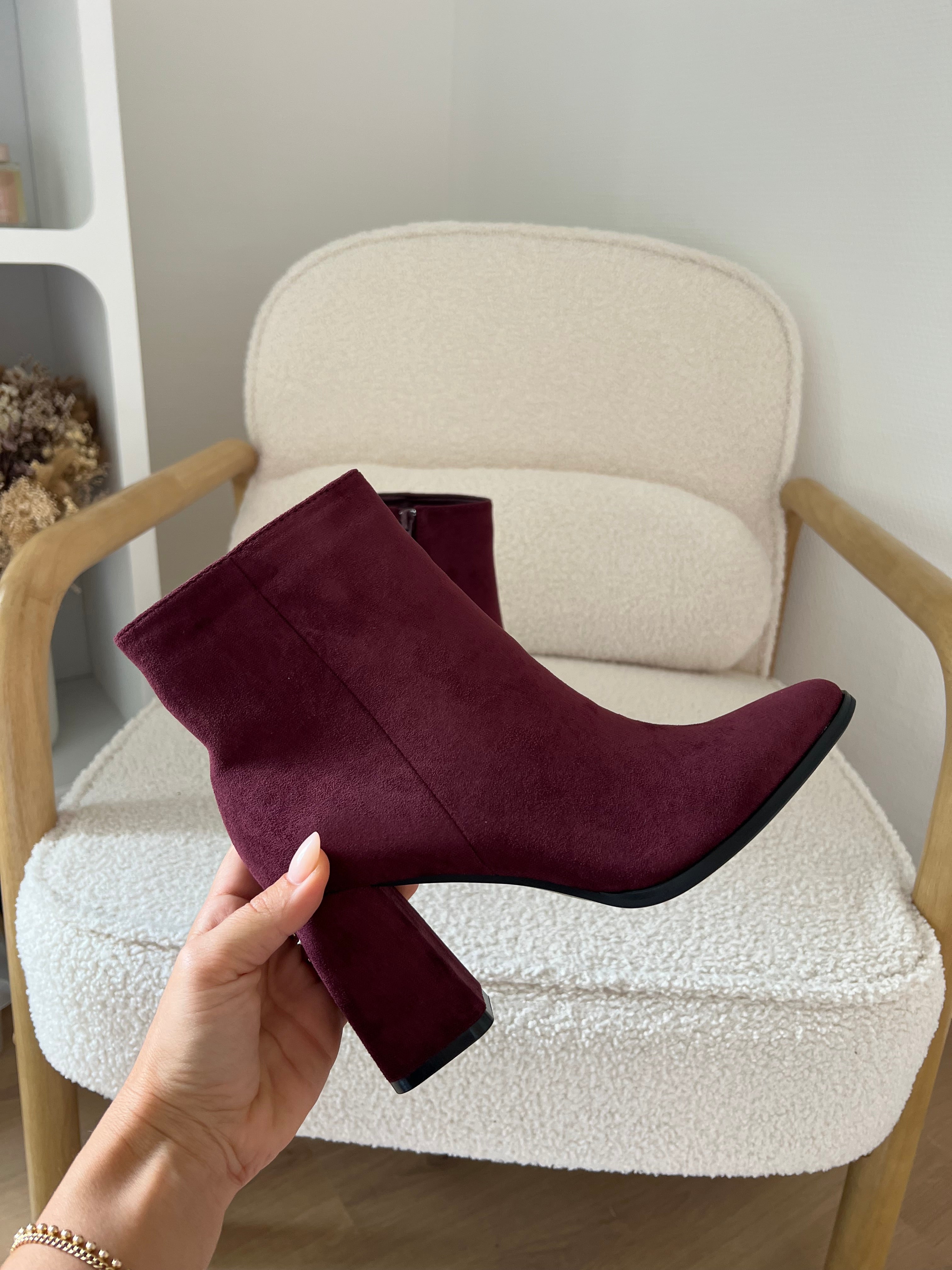 Bottines En Suédine Mia Bordeaux